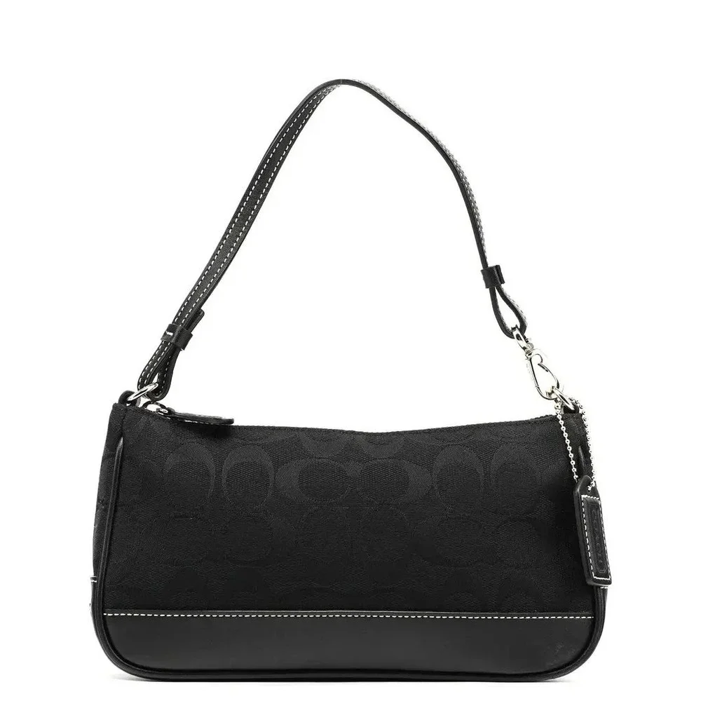 Coach‎ Signature Demi Pouch 6094 Black Monogram Canvas Leather Convertible Y2K